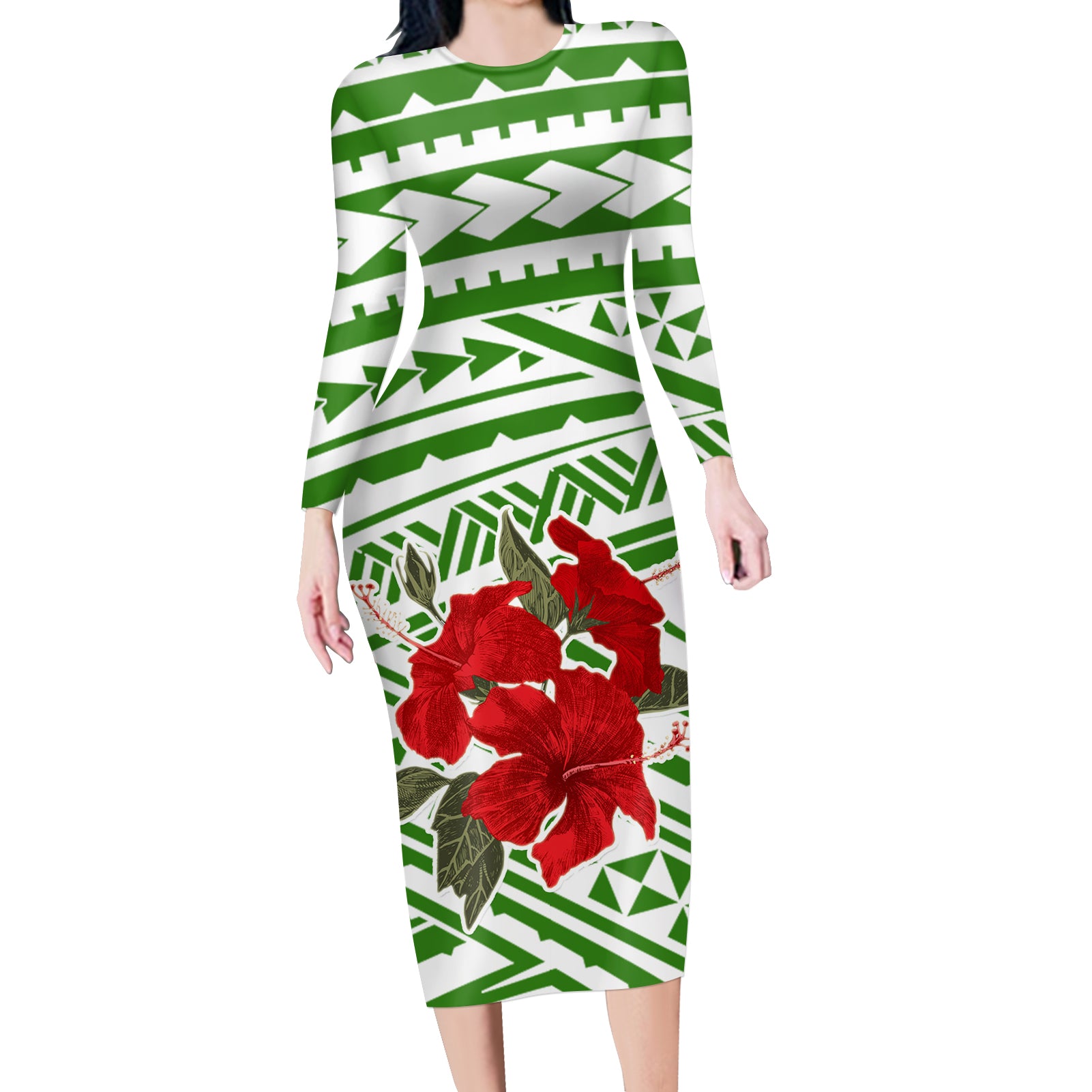 Custom Floral Long-sleeved Dress Custom Floral Long-sleeved Dress